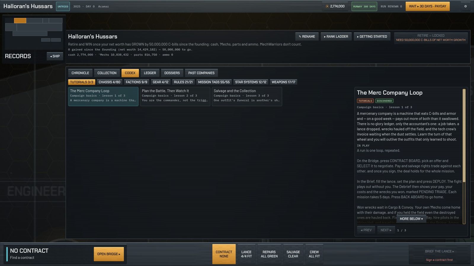 Records, Codex: categories and an article